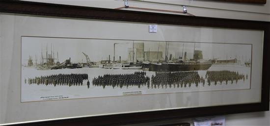A large WWI panoramic photograph of the Second Canadian Expeditionary Force, overall 57in.
